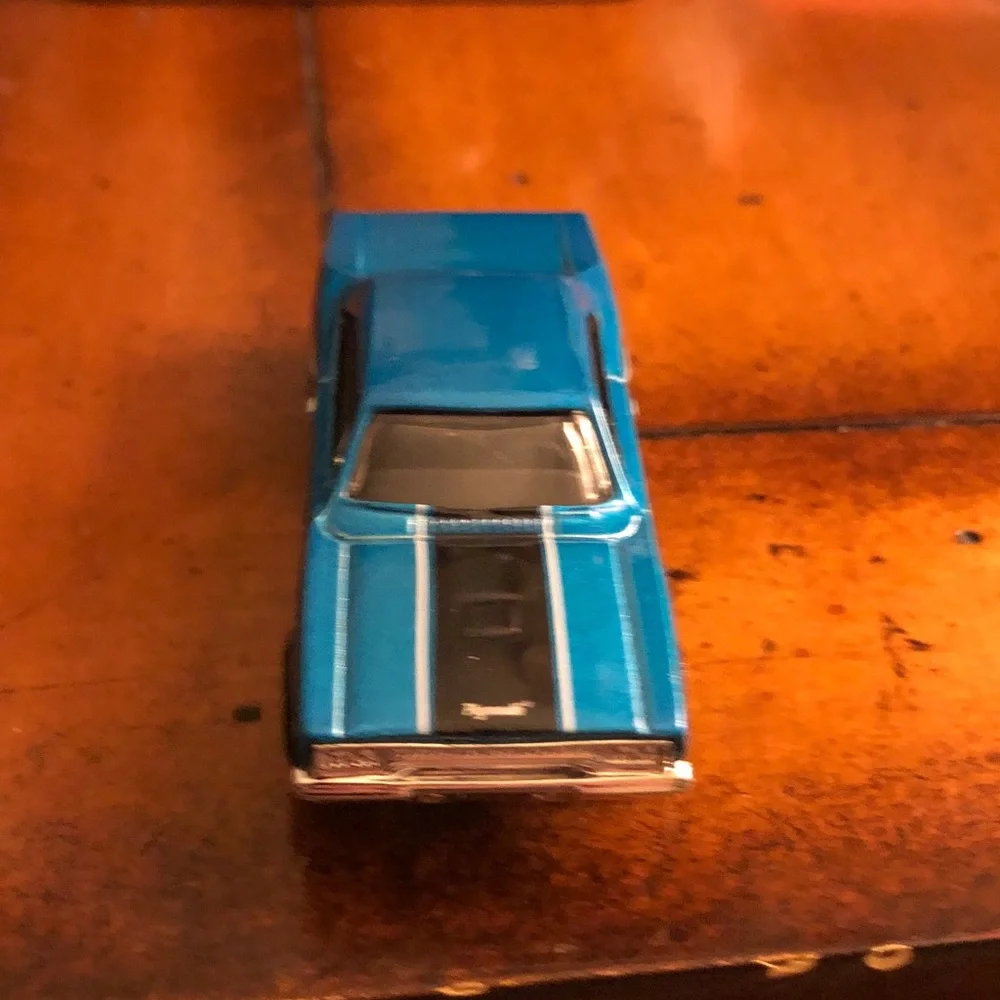 Blue Kids Toy Car with Black Racing Stripe
